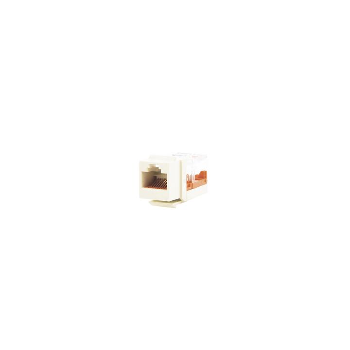 Conector Jack Estilo Leadframe, Tipo Keystone, Categoría 5e, de 8 Posiciones y 8 Cables, Color Blanco Mate