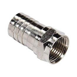 Conector F Macho, Plegable de Doble Blindaje para cable RG-6, Cuerpo de Bronce Niquelado.
