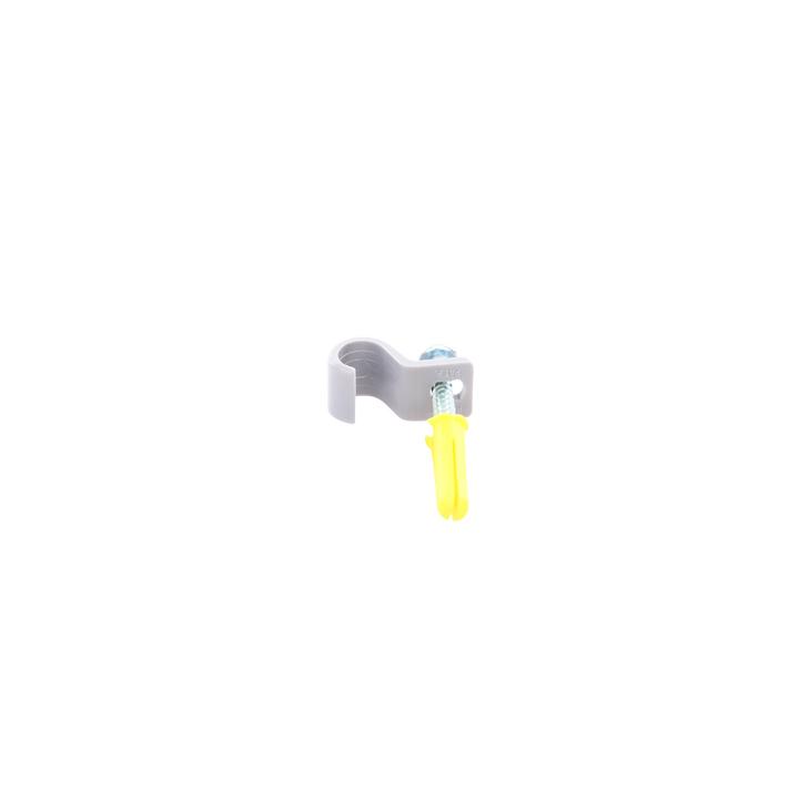 Kit de 12 grapas, 12 taquetes y 12 tornillos para sujetar conductores redondos o tubo en muro (2103-07240)