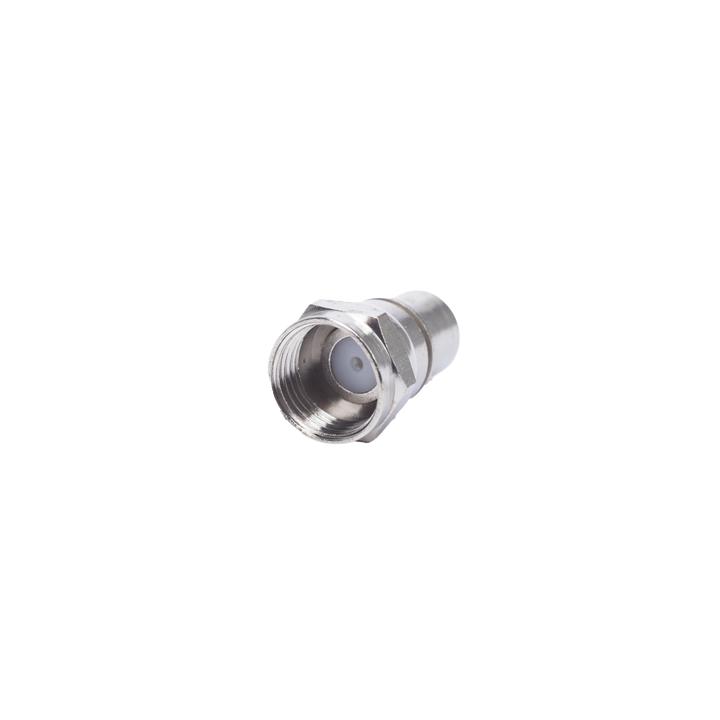 Conector F Macho, Plegable con PIN para Cable RG-6, Cuerpo de Bronce Niquelado.
