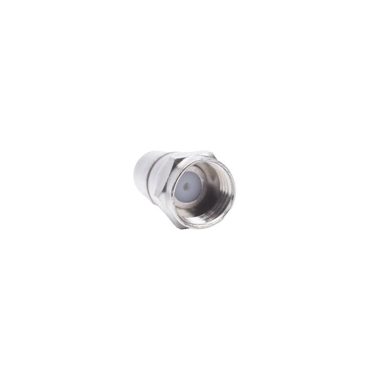Conector F Macho, Plegable con PIN para Cable RG-6, Cuerpo de Bronce Niquelado.