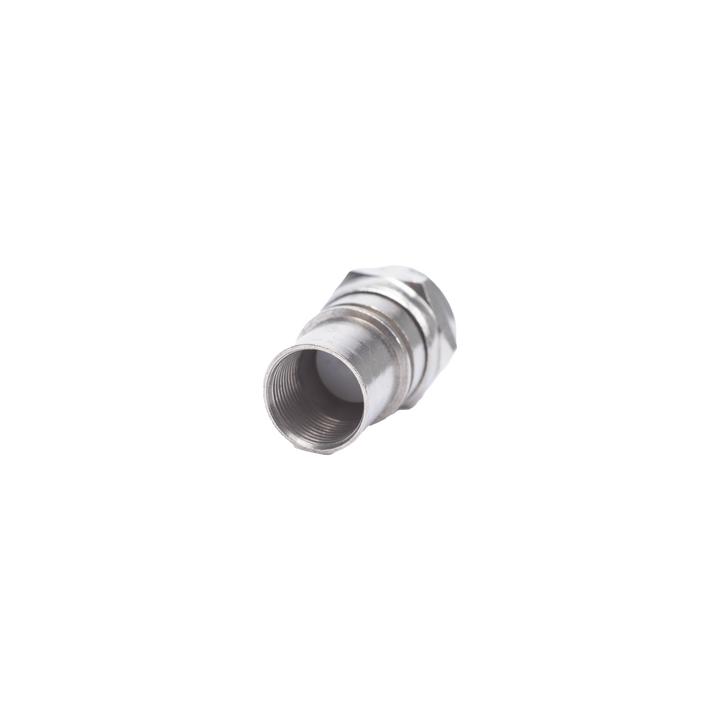 Conector F Macho, Plegable con PIN para Cable RG-6, Cuerpo de Bronce Niquelado.