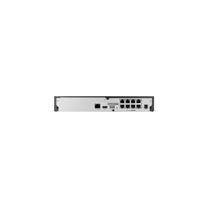 NVR 8 Megapíxel / 8 canales / H.265 / P2P Wisenet / 8 puertos PoE / Incluye 4TB para grabacion / NDAA