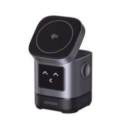 Cargador Inalámbrico Robot 2 en 1 UGREEN Qi2 / 15W Ultra Rápido para iPhone / 5W para AirPods / Pantalla Inteligente
