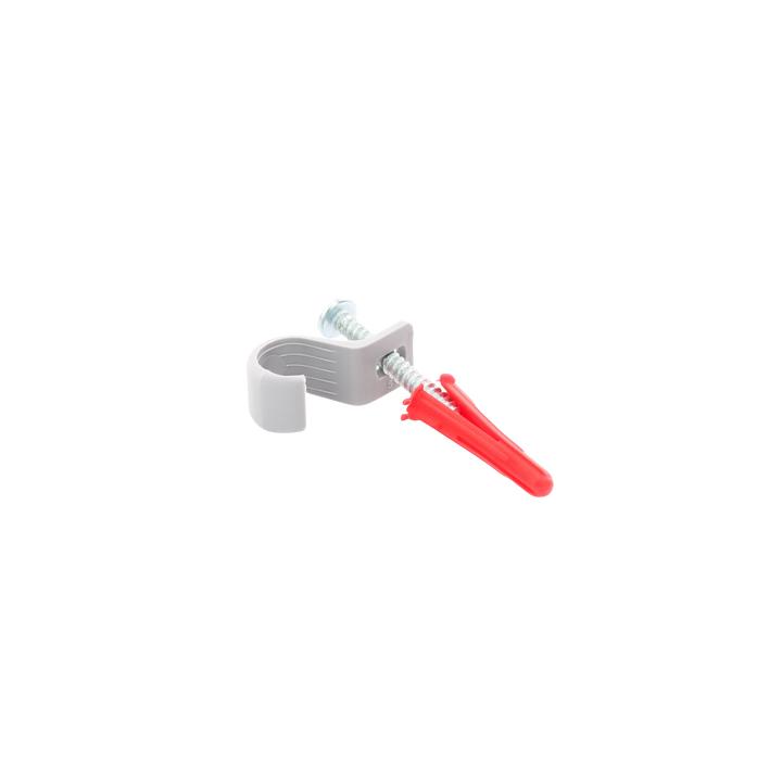 Kit de 8 grapas, 8 taquetes y 8 tornillos para sujetar conductores redondos o tubo en muro (para tubo de 1/2)