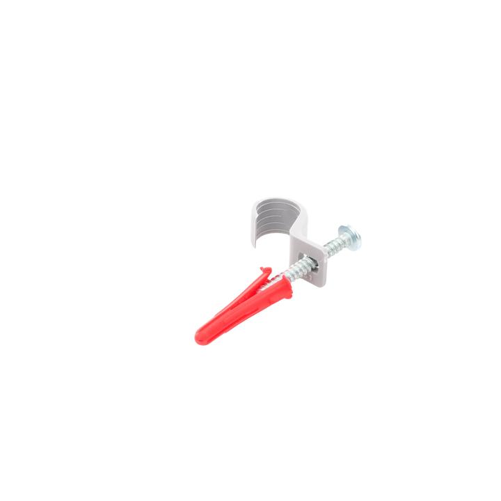 Kit de 8 grapas, 8 taquetes y 8 tornillos para sujetar conductores redondos o tubo en muro (para tubo de 1/2)