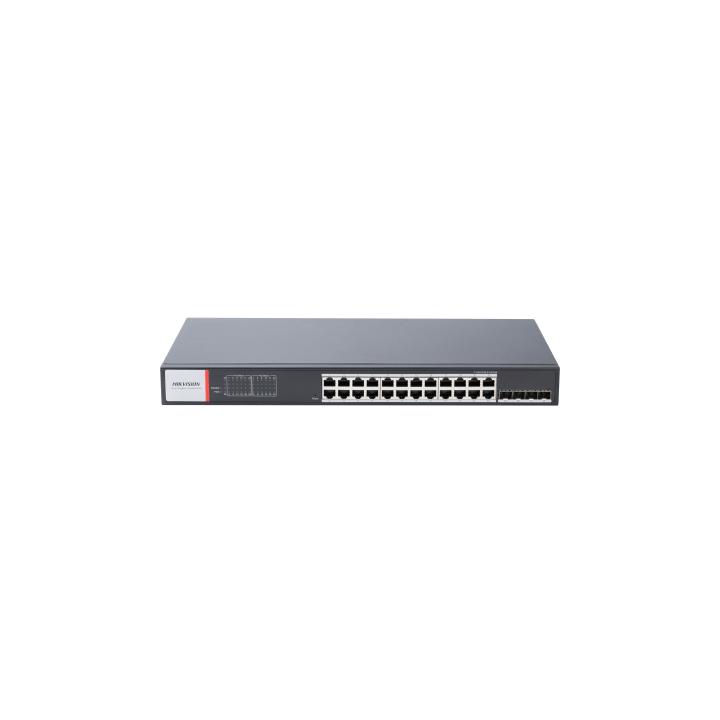 Switch Gigabit PoE+ / Administrable / 24 Puertos 1000 Mbps PoE+ / 4 Puertos SFP / Configuración Nube Hik-PartnerPro /
