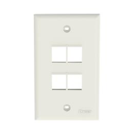 Placa de Pared Vertical, Salida Para 4 Puertos Keystone, Color Blanco Mate