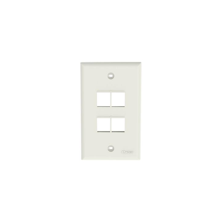 Placa de Pared Vertical, Salida Para 4 Puertos Keystone, Color Blanco Mate