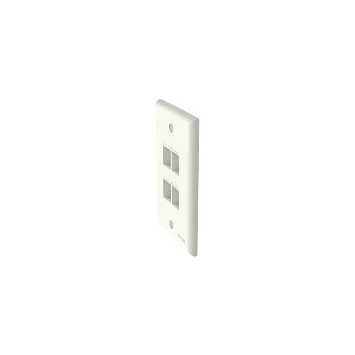 Placa de Pared Vertical, Salida Para 4 Puertos Keystone, Color Blanco Mate