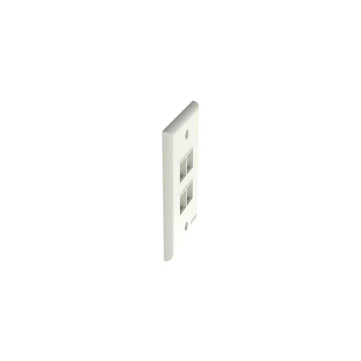 Placa de Pared Vertical, Salida Para 4 Puertos Keystone, Color Blanco Mate