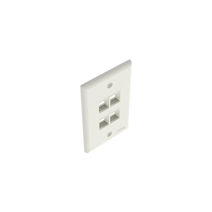 Placa de Pared Vertical, Salida Para 4 Puertos Keystone, Color Blanco Mate