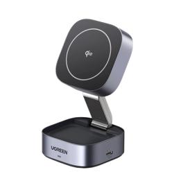 Cargador Inalámbrico 2 en 1 25W / Tecnología Magnética Qi 2 / 15W para Teléfono + 5W para Auriculares / Puerto