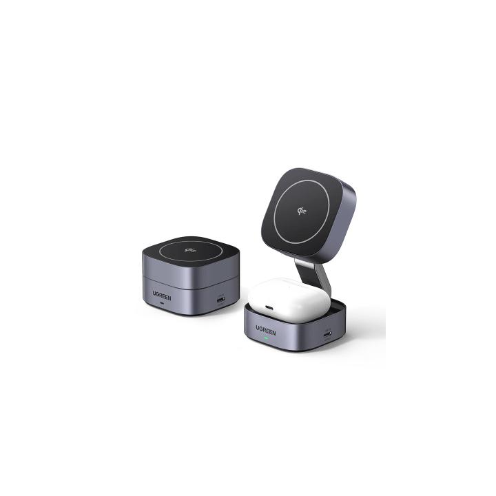 Cargador Inalámbrico 2 en 1 25W / Tecnología Magnética Qi 2 / 15W para Teléfono + 5W para Auriculares / Puerto