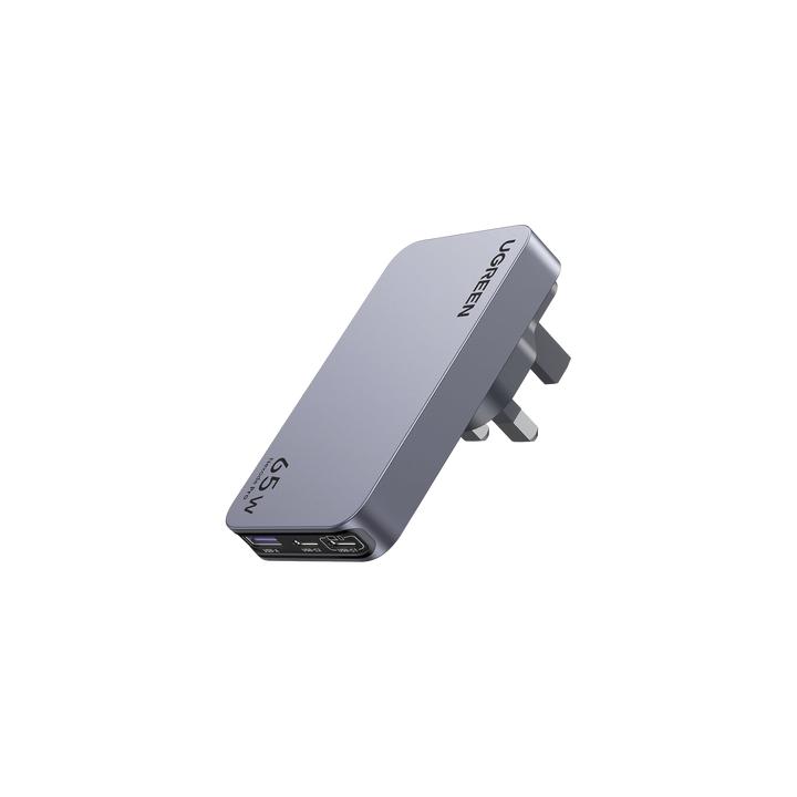 Cargador Rápido GaN 65W UGREEN / 2 Puertos USB-C + 1 Puerto USB-A / Tecnología GaN / Carga Rápida PPS PD 3.0 QC 4.0