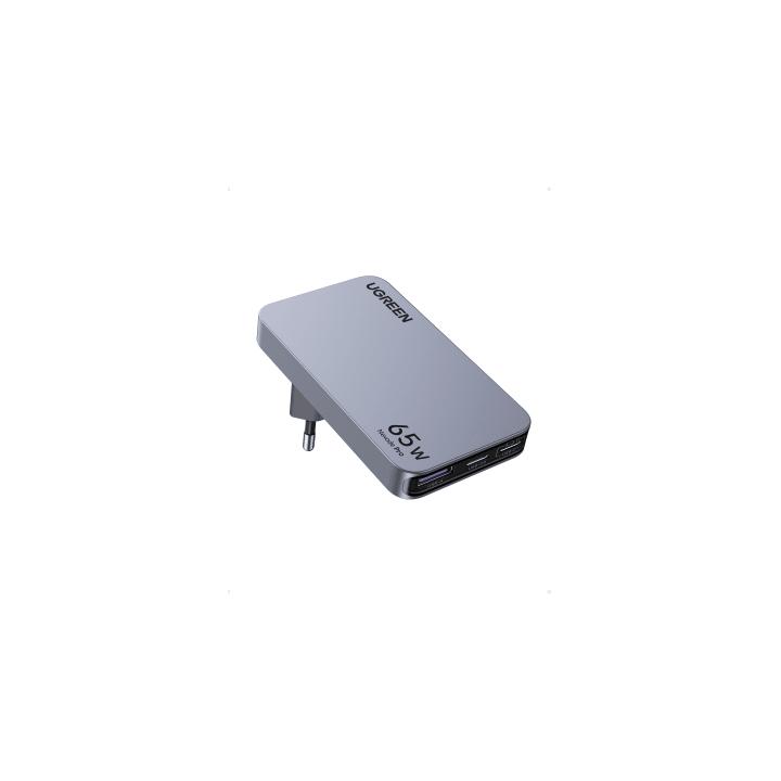 Cargador Rápido GaN 65W UGREEN / 2 Puertos USB-C + 1 Puerto USB-A / Tecnología GaN / Carga Rápida PPS PD 3.0 QC 4.0
