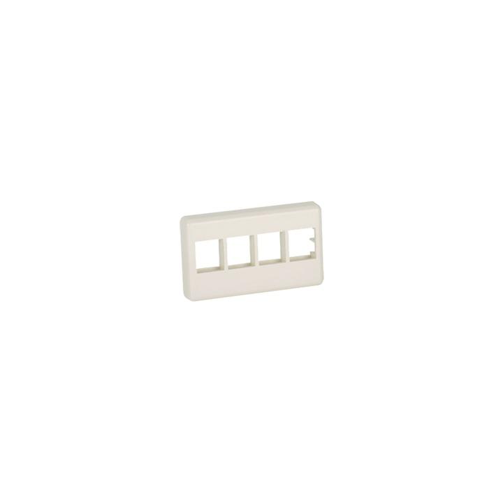 Placa de Pared Para Mueble Modular, Salida Para 4 Puertos Keystone, Color Blanco Mate