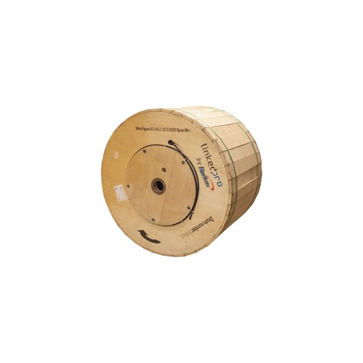 Carrete de 4 Kilómetros de Fibra Óptica Aérea Mini Figura 8, G.652D, Monomodo de 12 Hilos, Exterior, Span 80, Loose