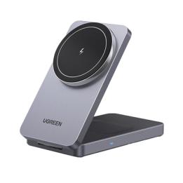 Cargador Inalámbrico 2 en 1 20W / Tecnología Qi2 15W Certificada / Carga Simultánea iPhone y AirPods / Ángulo