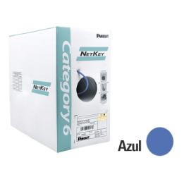 Bobina de Cable UTP 305 Metros (1000 Pies) de Cobre, NetKey, Azul, Categoría 6 (24 AWG), 1000Mbps, Riser (CMR), de 4