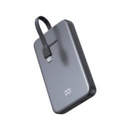 Power Bank 10000mAh con Cable Integrado 20W / Puerto USB-C PD3.0 PPS / Puerto USB-A SCP 22.5W / Batería Polímero