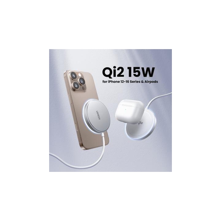 Cargador Inalámbrico Magnético 15W / Protocolo Qi 2 / USB-C 9V 2.2A / Eficiencia 83% / Protección Multinivel /