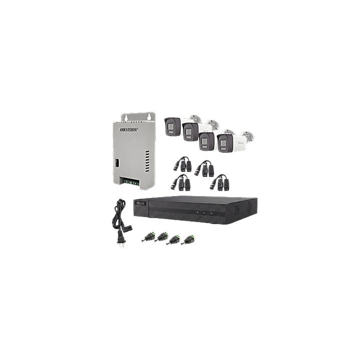 Kit HiLook Audio Bidireccional TurboHD 1080p / DVR Metalico 4 Canales / 4 Cámaras Bala (Exterior) con Bocina y