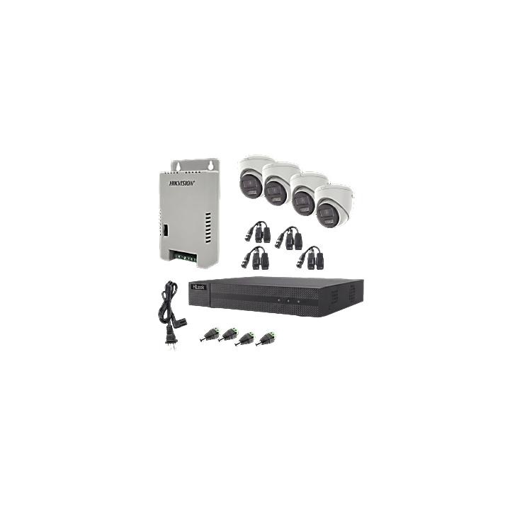 Kit HiLook Audio Bidireccional TurboHD 1080p / DVR Metalico 4 Canales / 4 Cámaras Eyeball (Exterior) con Bocina y