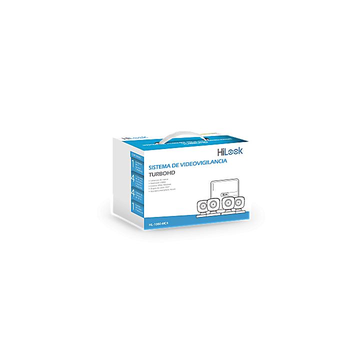 KIT TurboHD 1080p / DVR 4 canales / 4 Cámaras Bala de Metal / H.265+ / 1 Fuente de Poder Profesional / Accesorios de