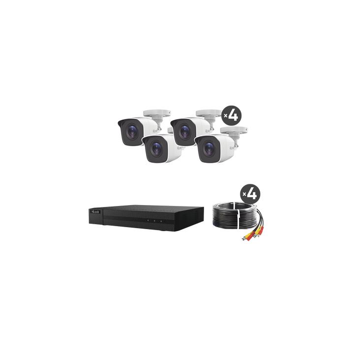 KIT TurboHD 1080p / DVR 8 canales con H.265+ / 4 Cámaras Bala Metálicas / Fuente de Poder / Accesorios de Instalación
