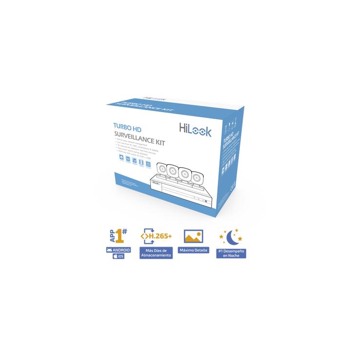 KIT TurboHD 1080p / DVR 8 canales con H.265+ / 4 Cámaras Bala Metálicas / Fuente de Poder / Accesorios de Instalación
