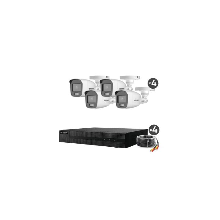 Kit TurboHD 1080p / DVR 4 Canales / 4 Cámaras Bala ColorVu con Microfono Integrado / Fuente de Poder / Accesorios de