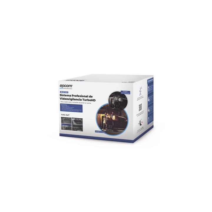Kit TurboHD 1080p / DVR 4 Canales / 4 Cámaras Bala ColorVu con Microfono Integrado / Fuente de Poder / Accesorios de
