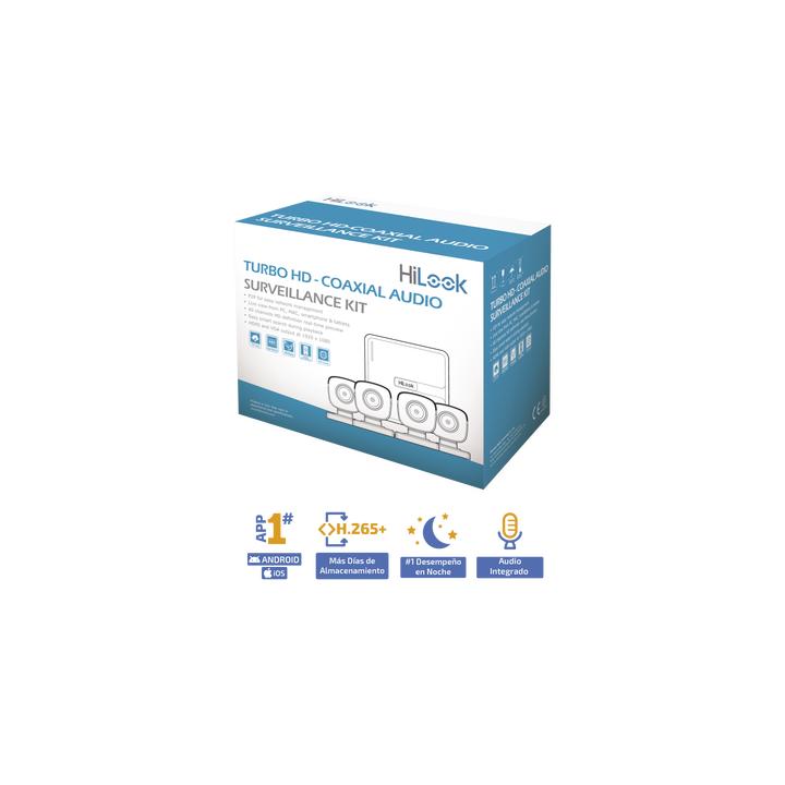 (MICRÓFONO Integrado) Kit TurboHD 1080p Lite / DVR 4 canales / Audio por Coaxitron / 4 Cámaras Bala de Policarbonato