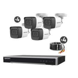 Kit TURBOHD 5 Megapixel / DVR 4 Canales / 4 Cámaras de 5 Megapixel con Micrófono Integrado / 4 Cables 18 Metros /