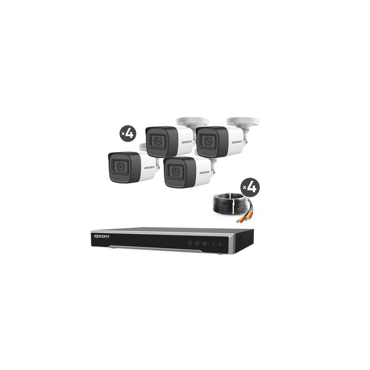 Kit TURBOHD 5 Megapixel / DVR 4 Canales / 4 Cámaras de 5 Megapixel con Micrófono Integrado / 4 Cables 18 Metros /