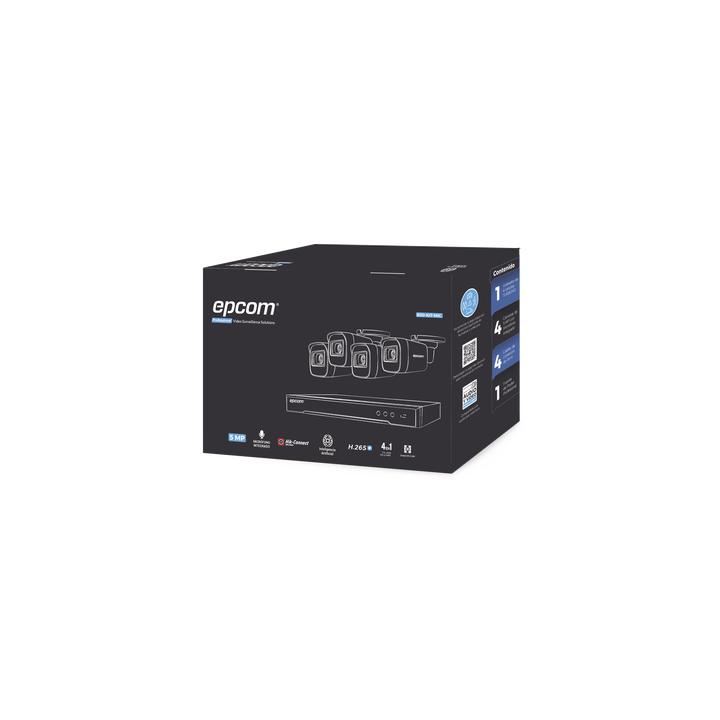 Kit TURBOHD 5 Megapixel / DVR 4 Canales / 4 Cámaras de 5 Megapixel con Micrófono Integrado / 4 Cables 18 Metros /