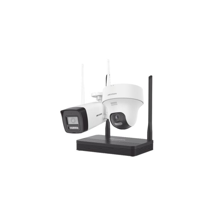 Kit IP Inalámbrico 4 Megapixel / NVS 4 Canales / 1 Cámara Bala Exterior + 1 Cámara Turret Interior con Lente 2.8 mm