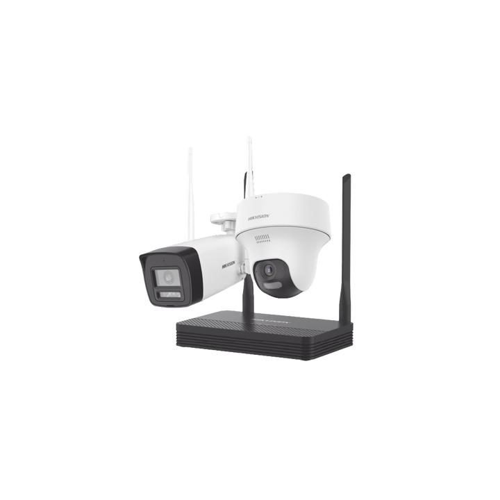 Kit IP Inalámbrico 2 Megapíxel / NVS 4 Canales / 1 Cámara Bala Exterior + 1 Cámara Turret Interior con Lente 2.8 mm