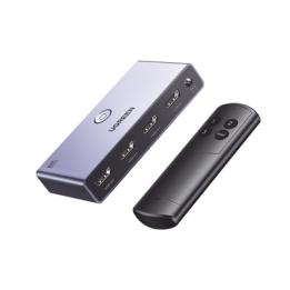 Switch (Splitter) 8K HDMI 2.1 / 3 Entradas 1 Salida / Incluye Control Remoto / Soporta 8K@60Hz 4K@120Hz 4K@60Hz 3D /
