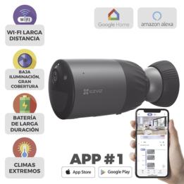 Cámara IP Inalámbrica Con Batería Recargable (Cero Cables) / Colores en Oscuridad / 2 Megapíxel  / Sirena y Estrobo