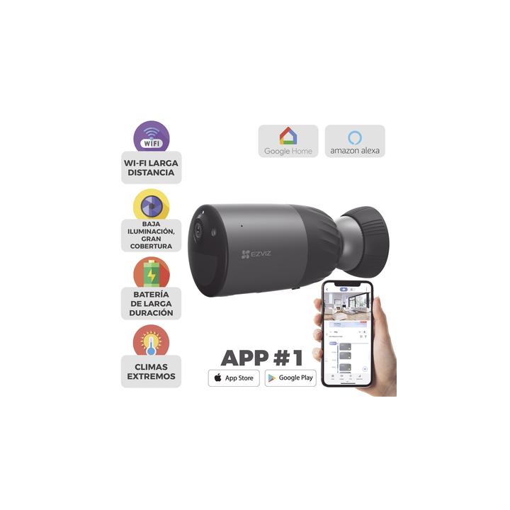 Cámara IP Inalámbrica Con Batería Recargable (Cero Cables) / Colores en Oscuridad / 2 Megapíxel  / Sirena y Estrobo