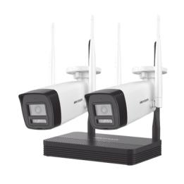 Kit IP Inalámbrico 2 Megapixel (1080p) / NVS 4 Canales / 2 Cámaras Bala para Exterior con Lente 2.8 mm y Dual Light