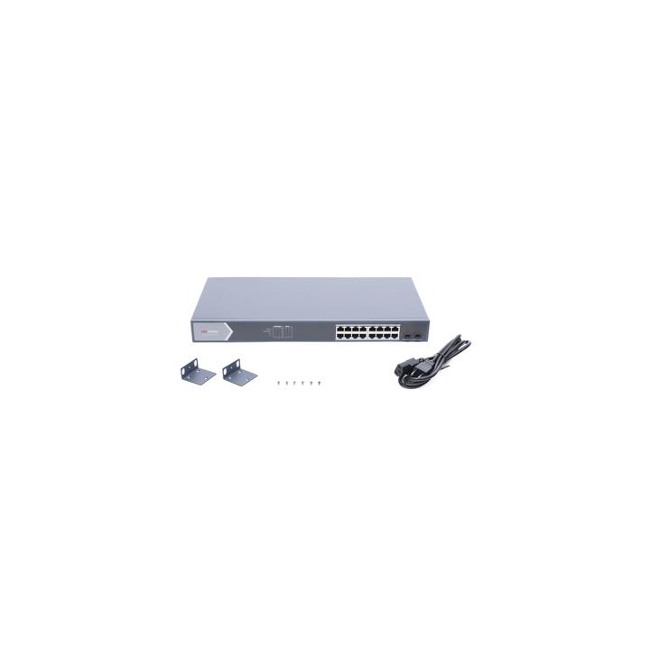 Switch Gigabit PoE+ / Administrable / 16 Puertos 1000 Mbps PoE+ / 2 Puertos SFP / Configuración Nube desde