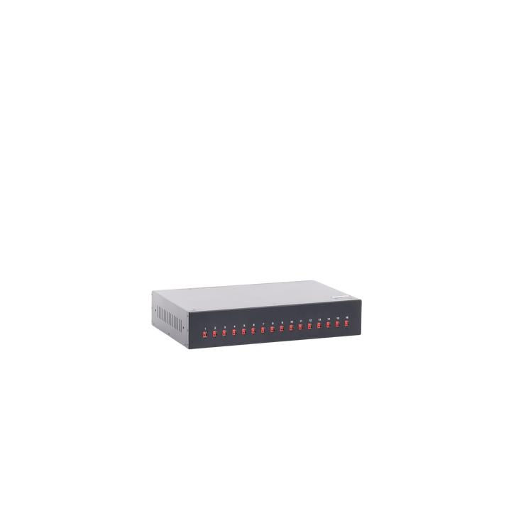 Fuente 24 Vca / Industrial / Tipo RACK / 20 Amperes / 16 salidas / 1.25 Amperes por salida administrada / 2.5 Amperes