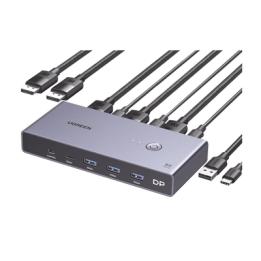 Conmutador KVM DisplayPort 8K | DP 1.4 | 2 Entradas 1 Salida | 4 Puertos USB 3.0 (3 USBA *1 USBC) | Soporta 8K@60Hz |