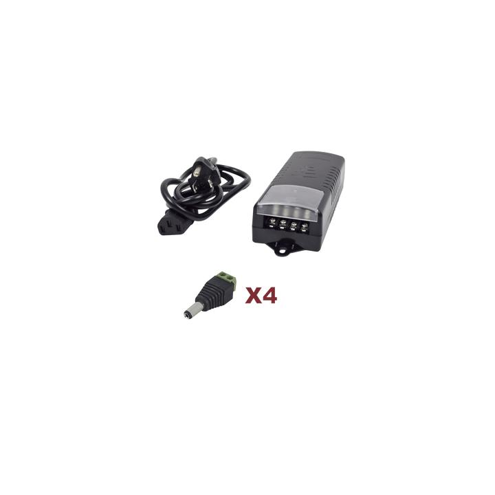 Kit con fuente EPCOM con salida de 12 Vcc a 5 Amper con 4 salidas / Incluye conectores JR52
