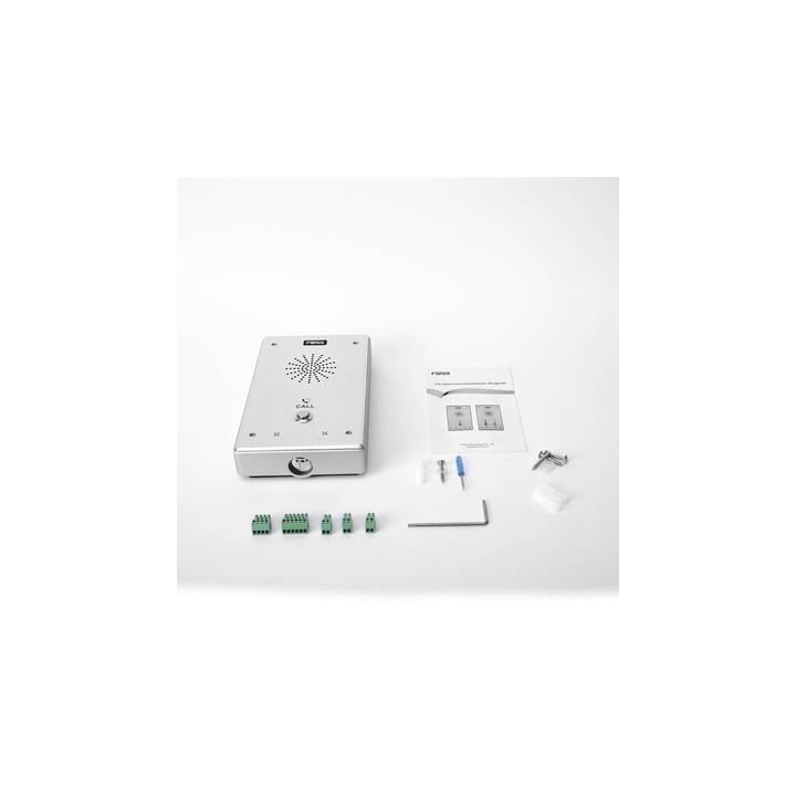 Intercomunicador IP, 2 líneas SIP, 2 relevadores con botón para llamada, anti-vandálico, IP65 e IK10, PoE
