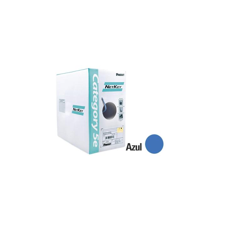 Bobina de Cable UTP 305 Metros (1000 Pies) de Cobre, NetKey, Azul, Categoría 5e (24 AWG), PVC (CM), de 4 Pares