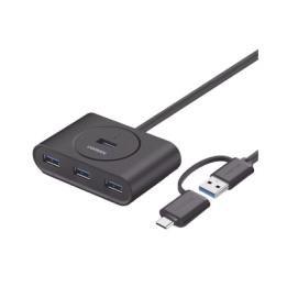 HUB USB-A y C 3.0 4 en 1 | Con Conector USB-C y USB-A | 4 Puertos USB-A 3.0 (5Gbps) | Cable de 25cm | Indicador Led |